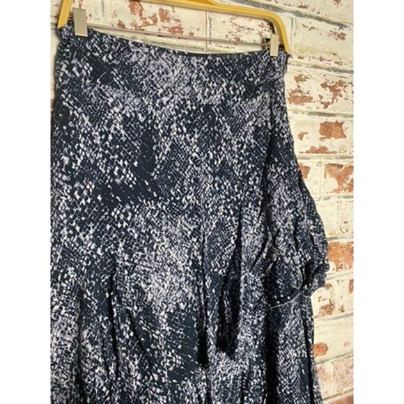 Free People Blue Kiss Me Baby Snake Print Tiered Ruffle Midi Skirt - Picture 5 of 10